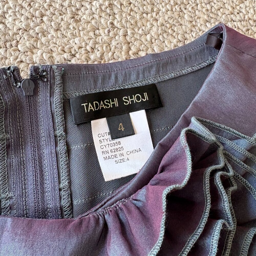 Tadashi Shoji Iridescent Ruffle Top Sz 4 Cocktail Party Evening Luxury Chic Glam - Picture 3 of 6
